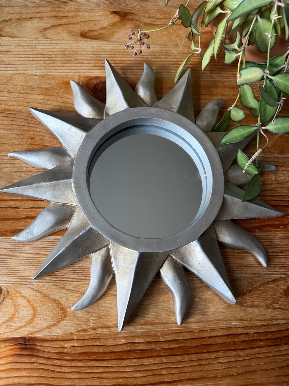 Vintage Silver Sunburst Wall Mirror